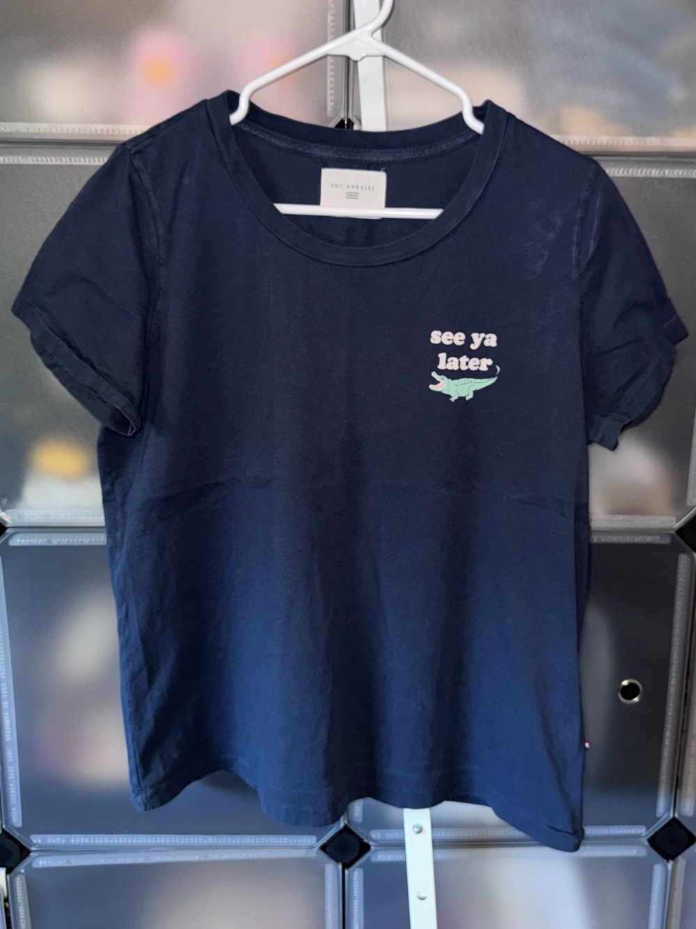 Sol Angeles See You Later Alligator Graphic Tee Navy Blue T-Shirt Women’s L